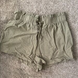 SHEIN Green High Waist Shorts with Elastic Waistband